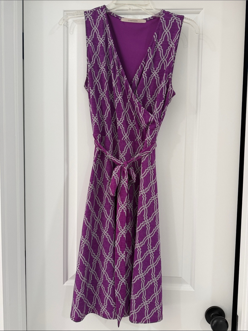 41 Hawthorn Purple Geo-Print Sleeveless Wrap Midi Dress